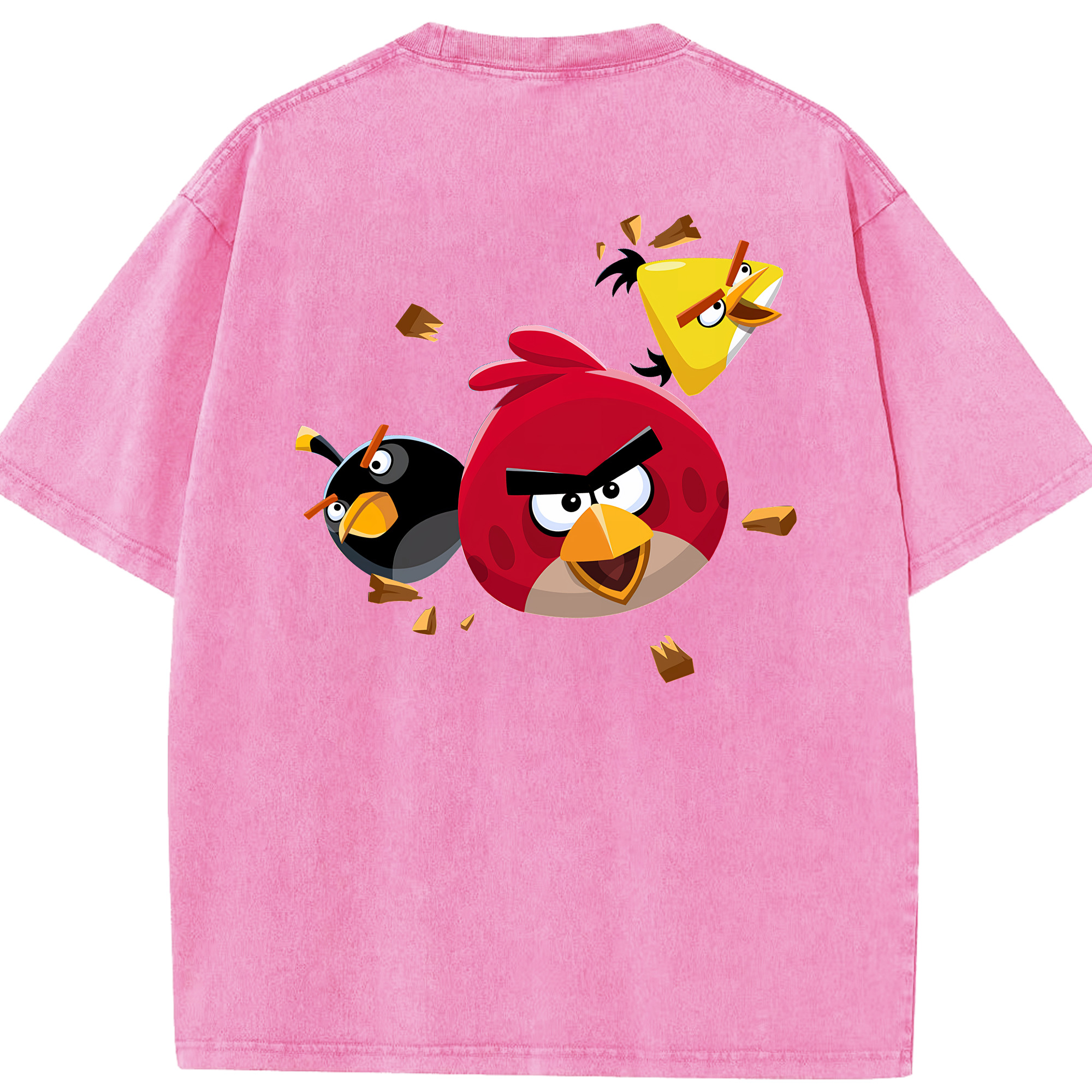 （画像用） Angry Birds アングリーバード 綿100% ヴィンテージ風 半袖Tシャツ（背面プリント）